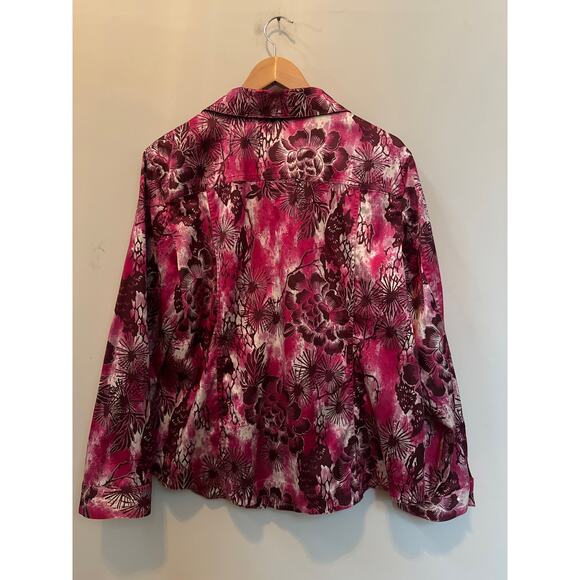 Chico’s Floral Art to Wear Button Up Boxy Lightweight Jacket Pink Size 3 or XL - Picture 4 of 4